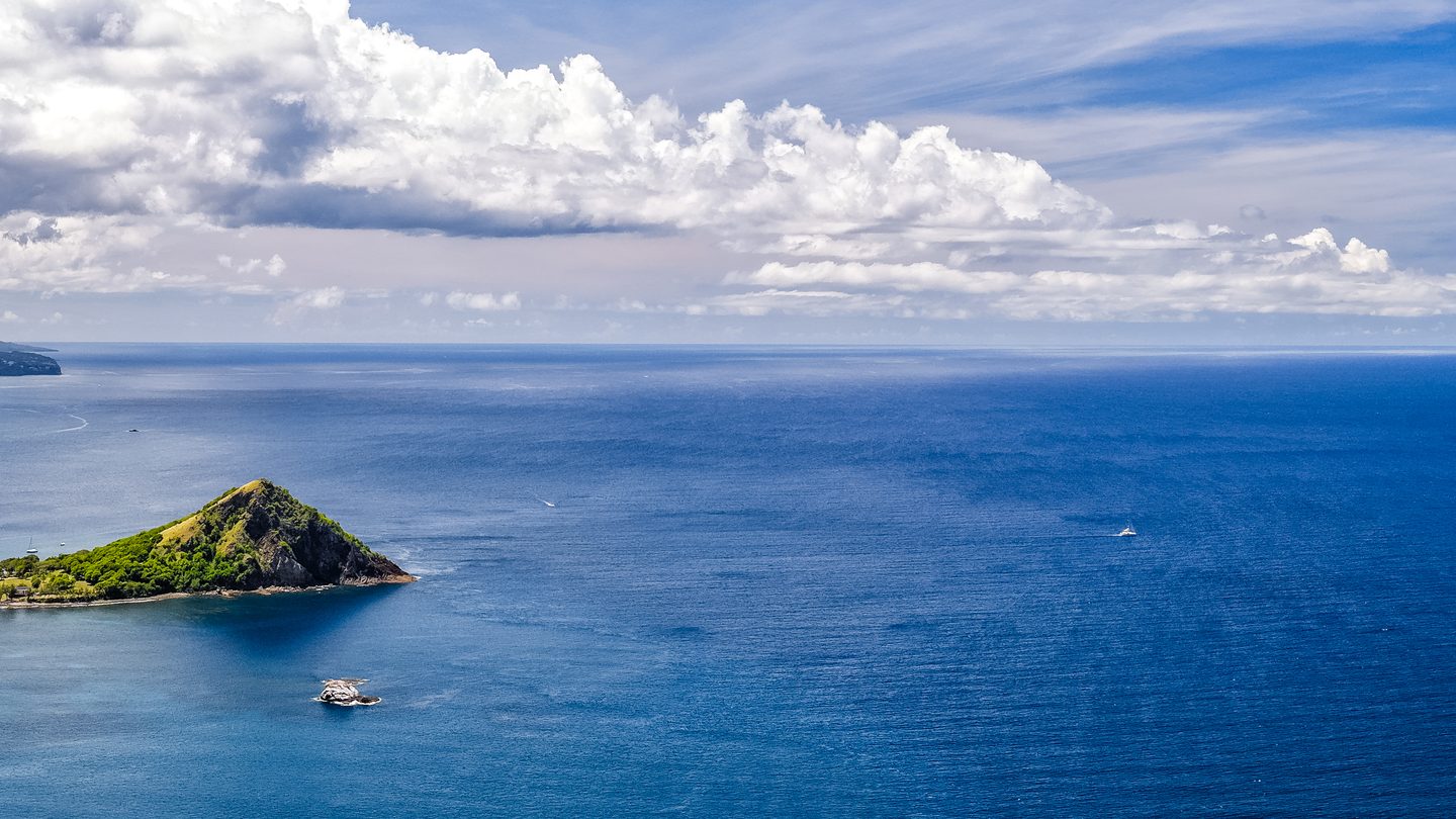 Aerial photograph of the channel off Rodney Bay, north-west St Lucia.